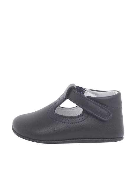 Salomés en cuir avec fermeture scratch Beige+Blanc+Bleu marine+Couleur cuir+Gris 13 - vertbaudet enfant 