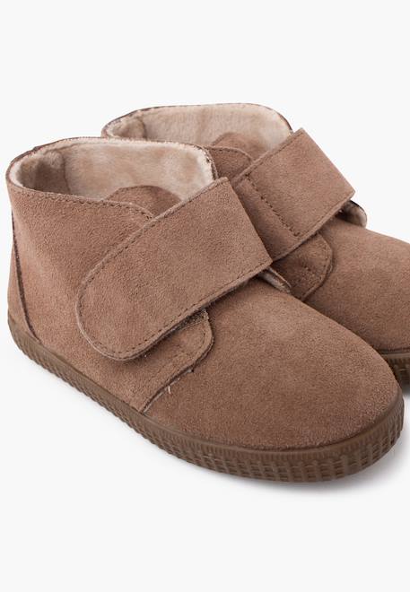 Bottines à brides larges adhérentes en fourrure Bleu+Bleu marine+Camel+Gris+Rose+Taupe 36 - vertbaudet enfant 
