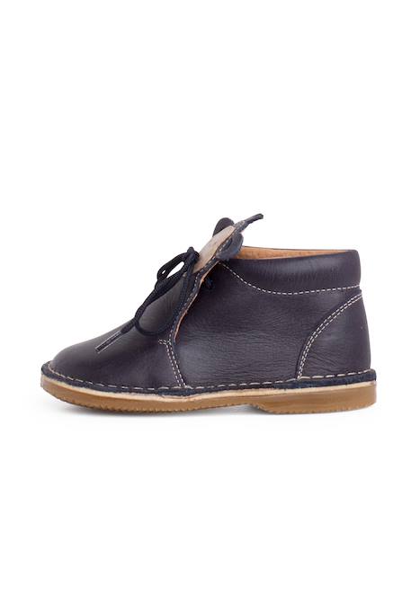 Bottines en cuir à lacets monkey face Bleu marine+Couleur cuir+Marron 1 - vertbaudet enfant 