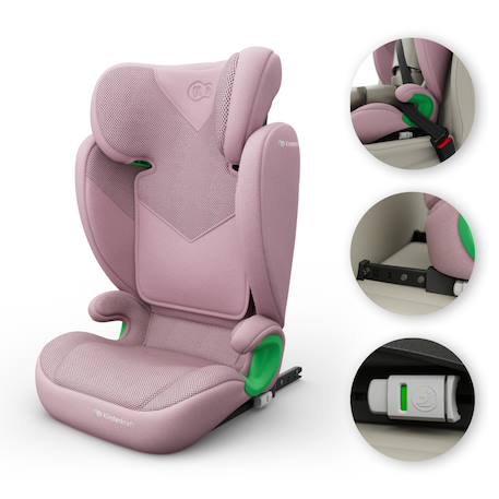 Siège Auto Kinderkraft JUNIOR FIX 2 PLUS 100-150 cm avec ISOFIX, H-GUARD, SPS, AIR FLOW et Appuie-Tête Réglable Black+Green+Grey+Pink 23 - vertbaudet enfant 