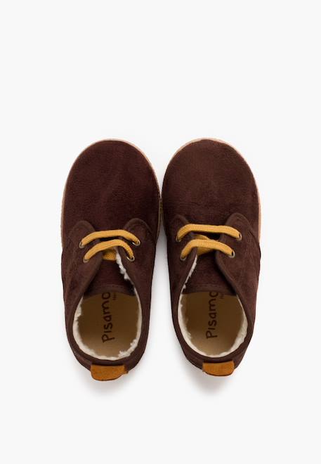 Bottines doublées en suède de mouton avec bande arrière Gris+Marron 11 - vertbaudet enfant 