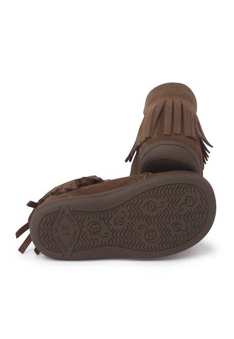 Bottes frangées à lacets premiers pas Bleu marine+Gris+Marron+Rose+Taupe 27 - vertbaudet enfant 