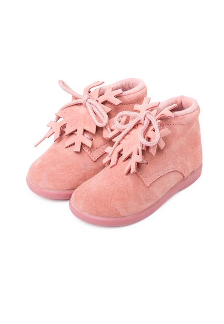 Bottines à lacets en daim avec ornement flocon de neige Gris+Rose+Taupe 10 - vertbaudet enfant 