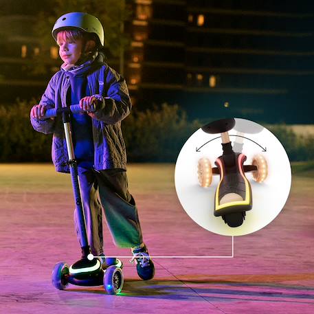 Trottinette 2 en 1 avec siège RAKET UP évolutive, pliable, guidon réglable, roues led lumineuses Beige+Black+Blue+Pink 6 - vertbaudet enfant 