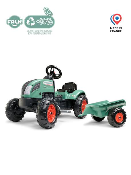 Tracteur à pédales avec remorque Vert vintage 4 - vertbaudet enfant 