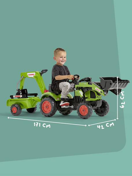 Tractopelle à pédales avec excavatrice arrière et remorque Jaune komatsu+Orange+Vert claas+Vert vintage 14 - vertbaudet enfant 