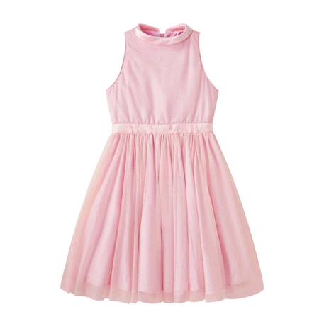 Robe demoiselle d'honneur   poudré avec noeud dos   hepburn Rose paillettes argentées 1 - vertbaudet enfant 