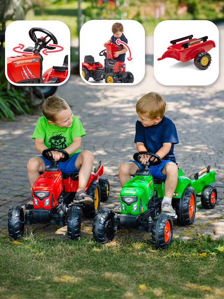 Tracteur à pédales supercharger avec capot ouvrant et remorque Rouge 3 - vertbaudet enfant 