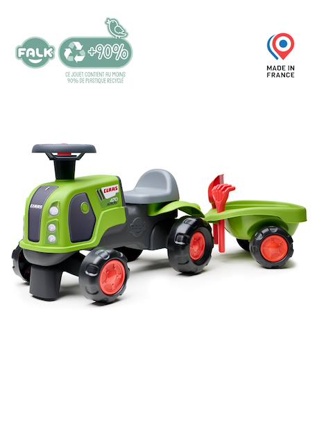 Porteur tracteur claas 1er âge avec remorque, pelle et râteau Vert claas 4 - vertbaudet enfant 
