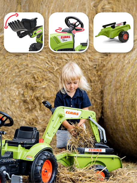Tractopelle à pédales avec excavatrice arrière et remorque Jaune komatsu+Orange+Vert claas+Vert vintage 12 - vertbaudet enfant 