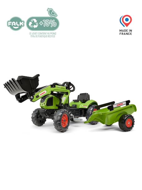 Tractopelle à pédales avec remorque Jaune Komatsu+Vert Claas 9 - vertbaudet enfant 