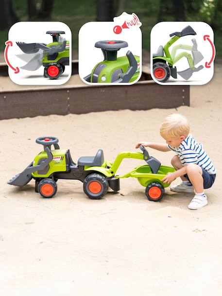 Porteur tractopelle claas 1er âge avec roues silencieuses, excavatrice et remorque Vert claas 3 - vertbaudet enfant 
