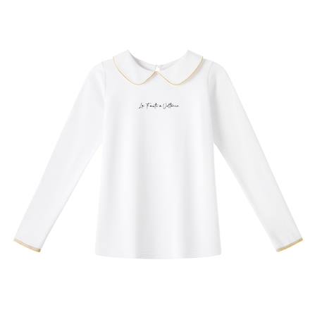 T-shirt   à col claudine  et manches longues   sophia Bland doré 1 - vertbaudet enfant 