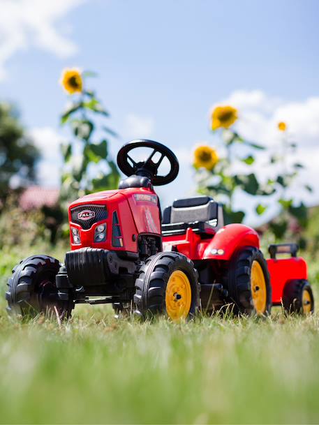 Tracteur à pédales supercharger avec capot ouvrant et remorque Rouge 2 - vertbaudet enfant 