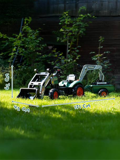 Tractopelle à pédales avec excavatrice arrière et remorque Jaune komatsu+Orange+Vert claas+Vert vintage 20 - vertbaudet enfant 