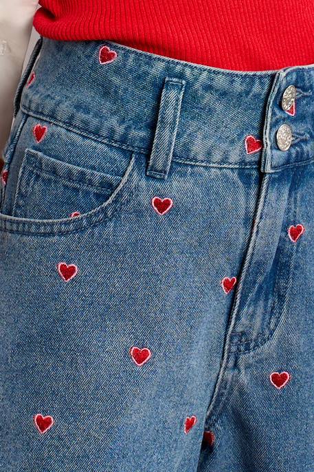 Short en jean à broderie cœur Blue denim 2 - vertbaudet enfant 
