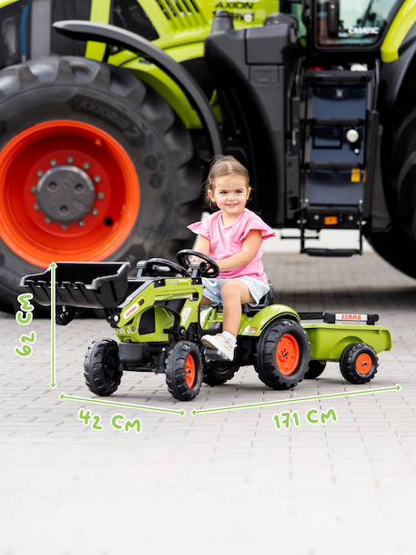 Tractopelle à pédales avec remorque Jaune Komatsu+Vert Claas 10 - vertbaudet enfant 