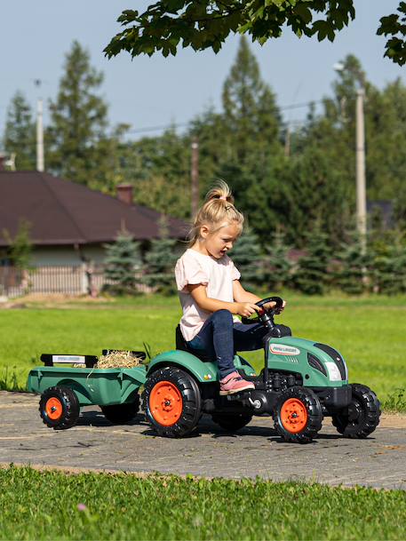 Tracteur à pédales avec remorque Vert vintage 1 - vertbaudet enfant 