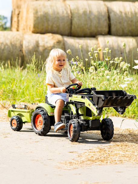 Tractopelle à pédales avec remorque Jaune Komatsu+Vert Claas 6 - vertbaudet enfant 