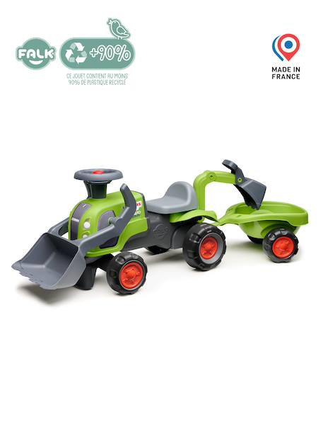 Porteur tractopelle claas 1er âge avec roues silencieuses, excavatrice et remorque Vert claas 4 - vertbaudet enfant 