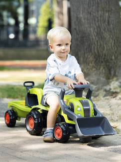 Jouet-Porteur tractopelle claas 1er âge avec roues silencieuses, excavatrice et remorque