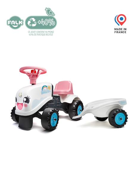 Porteur tracteur avec remorque Blanc et rose+Rouge et bleu 4 - vertbaudet enfant 