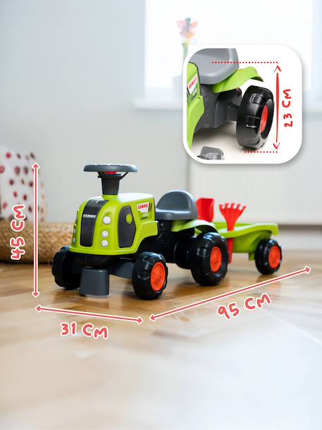 Porteur tracteur claas 1er âge avec remorque, pelle et râteau Vert claas 5 - vertbaudet enfant 