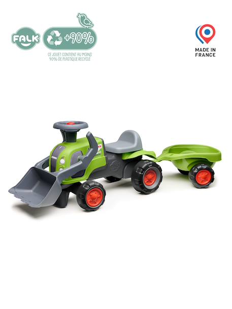 Porteur tractopelle claas 1er âge avec roues silencieuses et remorque Vert claas 4 - vertbaudet enfant 