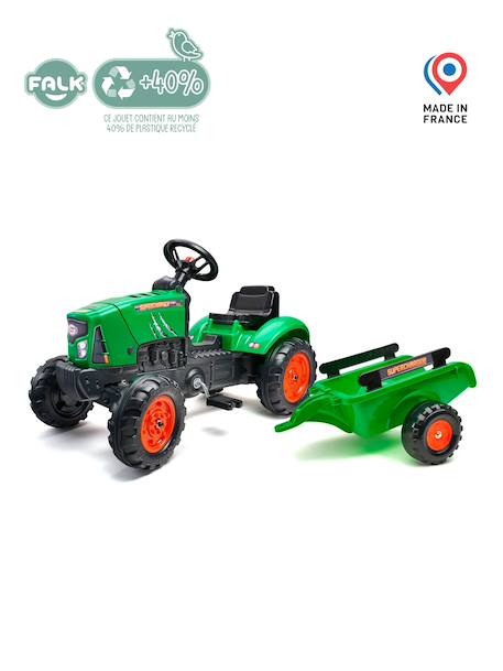 Tracteur à pédales supercharger avec capot ouvrant et remorque Rouge+Vert 10 - vertbaudet enfant 