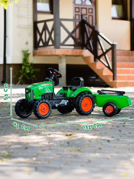 Tracteur à pédales supercharger avec capot ouvrant et remorque Rouge+Vert 11 - vertbaudet enfant 