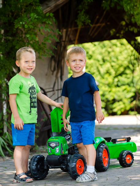 Tracteur à pédales supercharger avec capot ouvrant et remorque Rouge+Vert 8 - vertbaudet enfant 