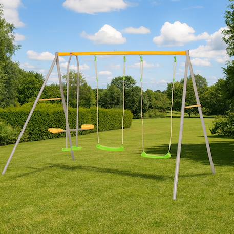 Portique balançoire métal 1,90 m agility brioso - 4 enfants Gris 4 - vertbaudet enfant 