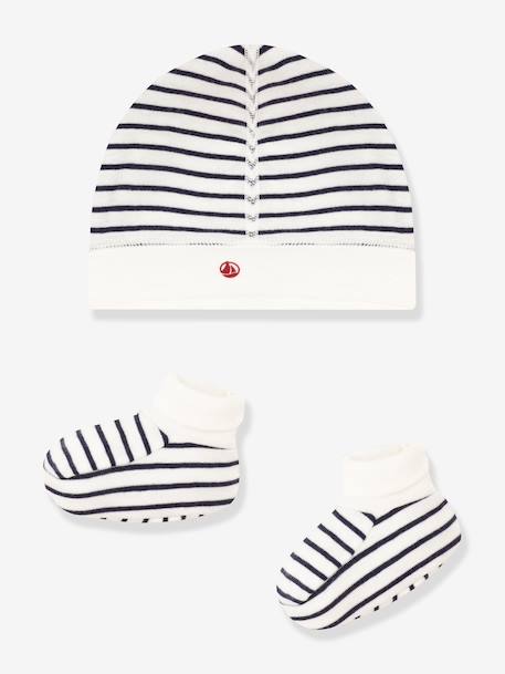 Lot bonnet et chaussons bébé mixte marine 1 - vertbaudet enfant 