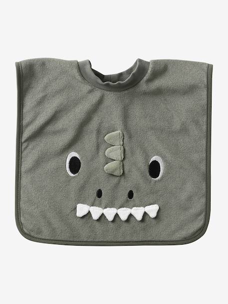 Lot de 3 bavoirs animaux à enfiler écru+sauge 11 - vertbaudet enfant 