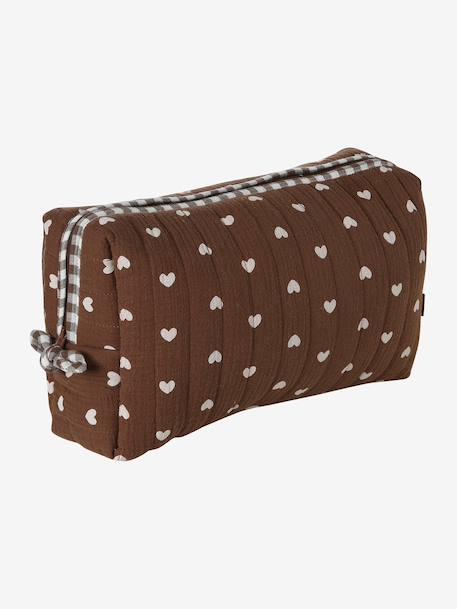 Trousse toilette Mama gaze coton beige imprimé+noisette 7 - vertbaudet enfant 