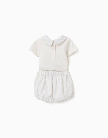 Body en coton + short à rayures b&s Bleu clair 2 - vertbaudet enfant 