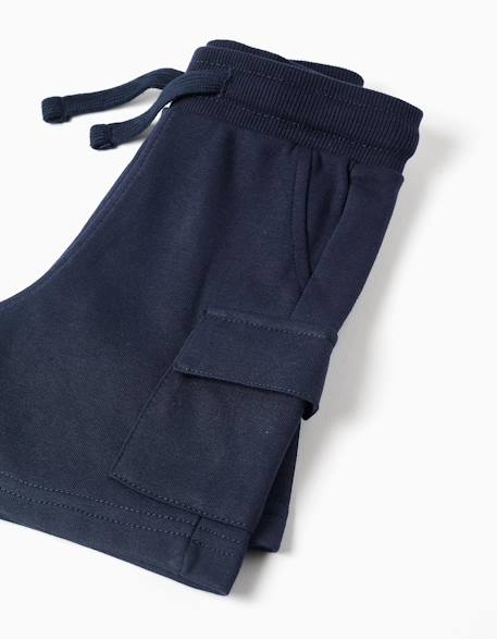 Short cargo en molleton avec cordon de serrage Bleu foncé 4 - vertbaudet enfant 