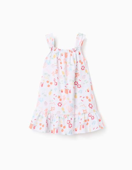 Robe évasée sans manches en coton avec motif plage Blanc 1 - vertbaudet enfant 