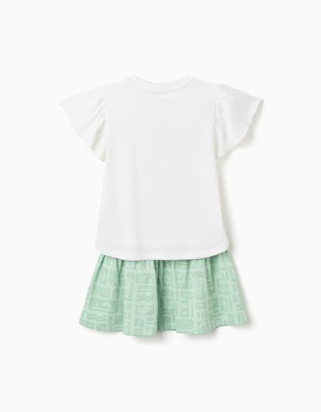 T-shirt en coton + jupe avec motif plage Blanc 2 - vertbaudet enfant 