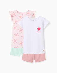 Lot de 2 pyjamas en coton avec imprimés cœur  - vertbaudet enfant