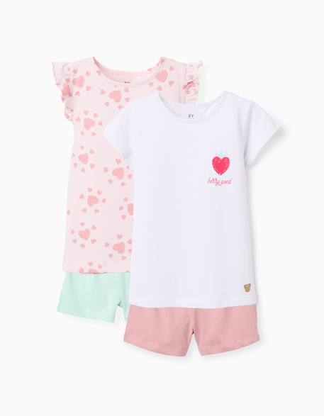 Fille-Lot de 2 pyjamas en coton avec imprimés cœur