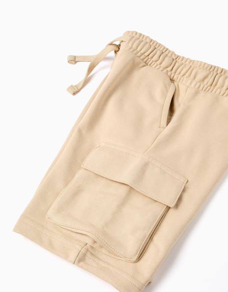 Short en molleton avec poches cargo et cordon de serrage Beige clair+Bleu foncé 4 - vertbaudet enfant 