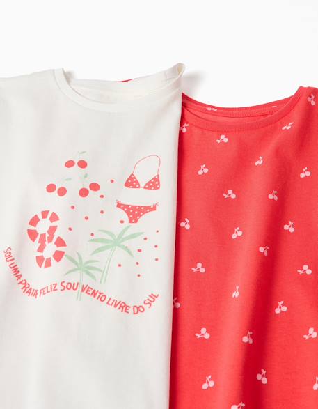 Lot de 2 t-shirts en coton avec imprimés d'été Bleu clair+Jaune clair+Rose 11 - vertbaudet enfant 