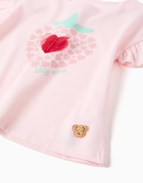 Pyjama à manches courtes en coton avec imprimés cœur Rose 3 - vertbaudet enfant 