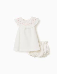 Bébé-Robe, jupe-Robe en coton et lin avec broderie