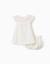 Robe en coton et lin avec broderie Blanc 1 - vertbaudet enfant 