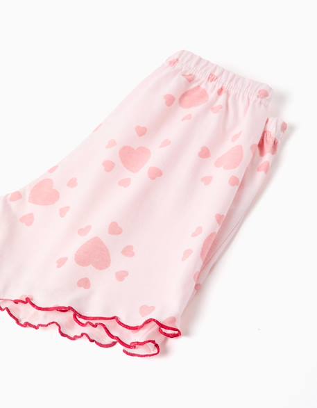 Pyjama à manches courtes en coton avec imprimés cœur Rose 4 - vertbaudet enfant 