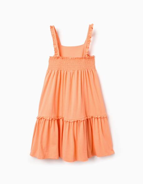 Robe sans manches en coton avec bretelles à volants Orange 2 - vertbaudet enfant 