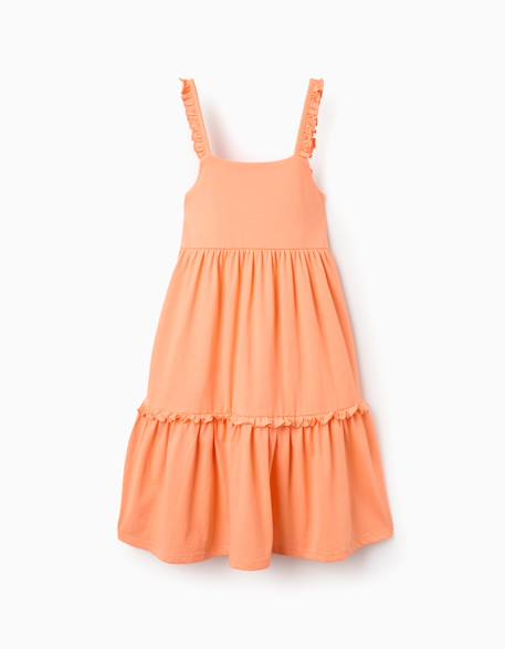 Fille-Robe sans manches en coton avec bretelles à volants
