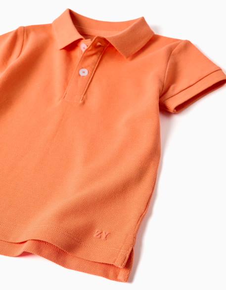 Polo en coton, à manches courtes, boutons Blanc+Bleu+Jaune clair+Orange sombre 15 - vertbaudet enfant 
